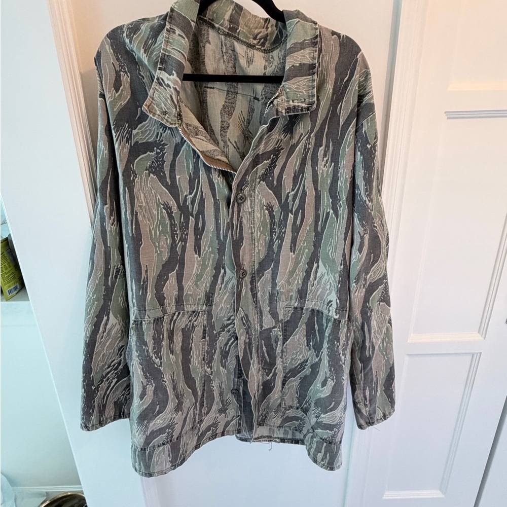 Vintage Camouflage Pattern Shirt Jacket